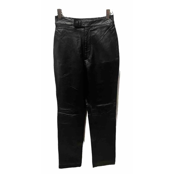 NWT Excelled Black Genuine leather pants big Pockets, Belt Loops, Lined Size 4